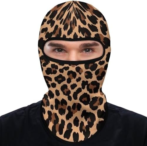 Men’s Lightweight Ski Mask Balaclava, Leopard Cheetah Print Sun Shield Face Cover for Outdoor Sports, Motorcycle Accessories, Dust Proof Reusable Neck Gaiter