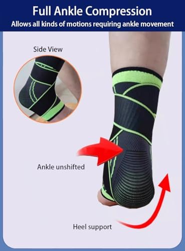 Ankle Braces for Men & Women, 2 pcs Ankle Compression Sleeve Plantar Fasciitis Brace Plantar Fasciitis Relief, Arch Support Socks Ankle Sleeve Ankle Brace for Sprained Ankle (Black, Medium)