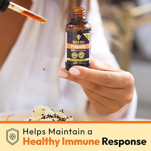 Bee and You Propolis Liquid Extract Drops, 30% Propolis, Ultra Pure, Immune Support Supplement, Sore Throat, Allergy Relief, Respiratory, Antioxidants, Keto, Paleo, Gluten-Free, 1 Fl Oz