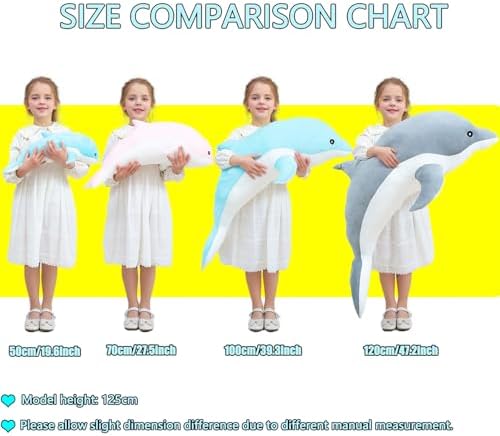 Somao Dolphin Stuffed Animals Plush Pillow Super Soft Sea Animal Plush Toys Dolls for Boys Girls Sleeping Cushion Gift (70cm/27.55in, Grey)