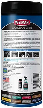 Weiman Wood Floor and Furniture Wipes - Quickly Cleans Hardwood Floors, Cabinets and Baseboards - 24 Count