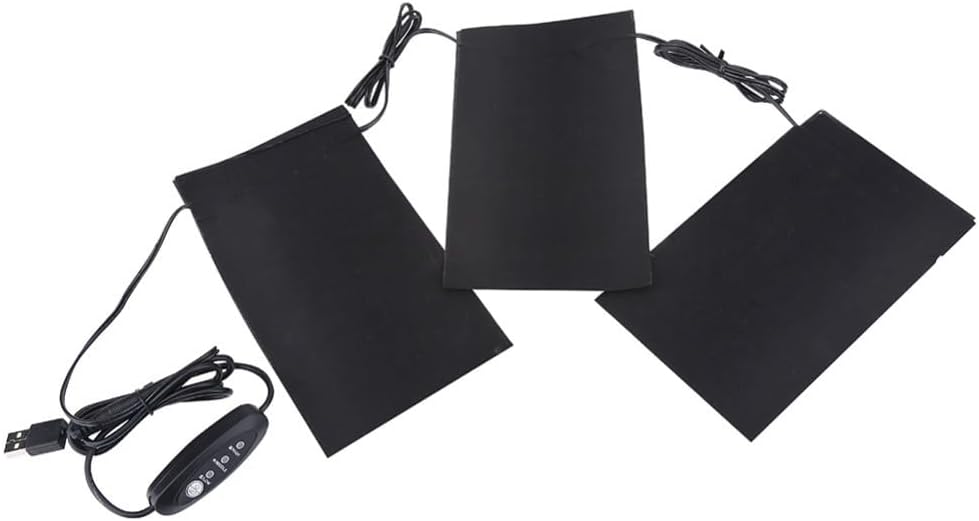 USB 5V 2A Electric Heating Pad - 3-Temperature Adjustable Body Warmer for Camping/Indoor Use (17.5x10cm, Black) - Portable Foldable Heating Pad‌