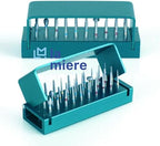 LA MIERE 30 Holes Dental Burs Holder Diamond Burs Drill High Speed Block Aluminum Autoclavable Box, Disinfection Bur Organizer Station Opening Box Case with Cover Reusble - Turquoise