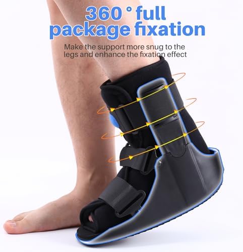 Inflatable Walking Boot, Air Cam Walker Fracture Boot Orthopaedic boot for Sprained Ankle, Short Air Walker Brace for Broken Foot Achilles Tendon Injury Black (Medium)