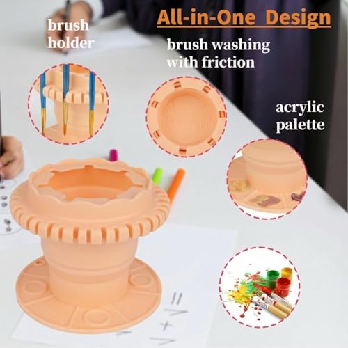 Paint Brush Cleaner Tool Collapsibowl With Pallet And Organizer, Collapsible Acrylic Watercolor Portable Paintbrush Rinse Cup, Art Crafts Painting Brush Washing Station