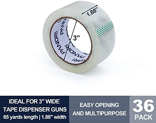 PANDRI Clear Packing Tape, 36 Rolls Heavy Duty Packaging Tape for Shipping Packaging Moving Sealing, 1.88 inches Wide, 65 Yards Per Roll, Total 2340 Yards