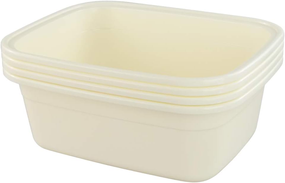 12 Quart Plastic Small Dishpan/Wash Basin, 4-Pack