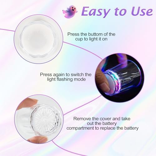 48 Pack Light up Shot Glasses Party Favors LED Flash Light Up Drinking Glasses Adults Shot Cups for Party Glow in the Dark Shot Glasses Supplies for Birthday Christmas Halloween Bar Easter