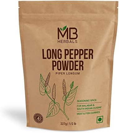 MB Herbals Long Pepper Powder 227g (Half Pound) | Piper longum | Seasoning for Meat Fish Malabar & South Indian Curries | Strong Aroma and Hotter than Black Pepper