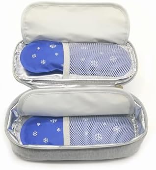 Insulin Cooler Travel Case with 2 * 120g Ice Packs – Insulated Medication Travel Bag for Insulin Pens, Ozempic, Mounjaro & Diabetic Supplies – Portable Medical Cooler with Secure Zipper Pouch (Grey)