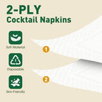 1500 Count White Cocktail Napkins Paper, 2-Ply Cocktails Napkin Bulk, 4.5 x 4.5 Inch White Napkins Disposable for Party Bar Holiday Dining Christmas Wedding and Everyday.