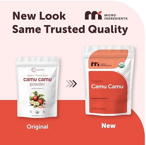 Micro Ingredients Organic Camu Camu Powder, 12 oz | Freshly Harvested Berry Source | Source of Naturally Occurring Vitamin C | Non-GMO, Vegan Friendly
