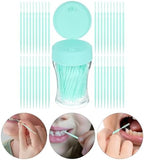 EXCEART Double-Head Toothpick Interdental Brush 200 Pcs Oral Care Floss Cleaners for Teeth and Gums Cleaning Portable Transparent Box 3.14X2.36X2.36 Inch
