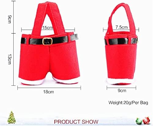 Homecube Christmas Candy Bag Santa Pants Gift and Treat Bags with Handle Portable Candy Gift Baskets Gift Wrap for Wedding, Pack of 6(7" L x 8.5" H)