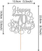 1 PCS Happy 70th Birthday Cake Topper Glitter Cheers to 70 Years Birthday Cake Pick Hello 70 Fabulous Cake Decoration for Happy 70th Birthday Anniversary Party Decorations Supplies Silver
