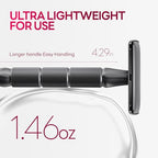 Double-Edge Safety Razor, Single-Blade Razors with 5 Stainless Steel Razor Blades for Men and Women, Reusable Metal Razor – Gun Metal Black