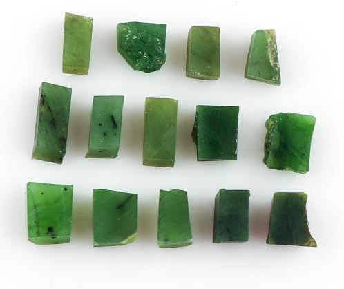 CRYSTALIS 100cts Natural Green-Jade Raw Crystals, Loose Gemstone Wholesale Bulk Rough Jewelry Making Supply, Chakra And Healing Stones, Wire Wrapping, DIY, Tumbling, Gem Collection, 10-15mm