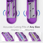 ONE PIX Pill Cutter Splitter for Small and Tiny Pills, Professional Adjustable Pill Cutter with Hidden Stainless Steel Blade, Safely Cuts Multiple Pills at Once, Purple