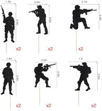 12 PCS Military Soldier Cupcake Toppers，Soldier's Day, Veterans,Glitter Military Theme Navy Army Special Forces Cupcake Picks， Men Boys Birthday Party Decorations Supplies