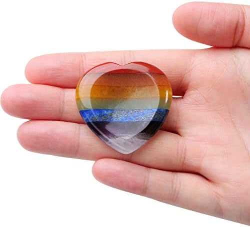 Jovivi 40mm Worry Stones for Anxiety 7 Chakra Crystal Heart Love Healing Crystals Natural Reiki Gemstone Palm Pocket Stones Energy Balancing Meditation Gift
