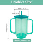 VOPHIA Drinking Beaker Cup for Disabled Adults, Convalescent No Spill Feeding Cup with Straw for Elderly Maternity Drink Water Porridge Soup 350ml (Blue-2)