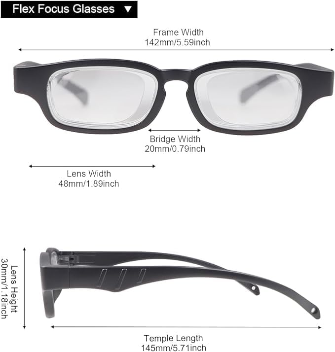 Flex Focal Adjustable Glasses Dial Vision Reading Glasses 0D to 350D Zoom Eyeglasses Men and Women，Adjustable Focus