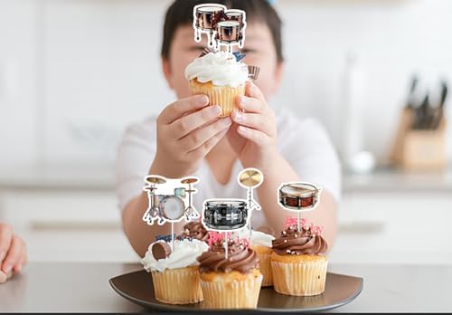 12PCS Drum Set Cake Toppers Music Themed Party Cake Decors Birthday Baby Shower Cupcake Topper Party Supplies