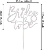1 Pack Bride to Be Cake Topper Silver Glitter Ring Cake Pick Bride to Be Cake Decoration Wedding Bachelorette Bridal Shower Theme Party Cake Decoration Supplies