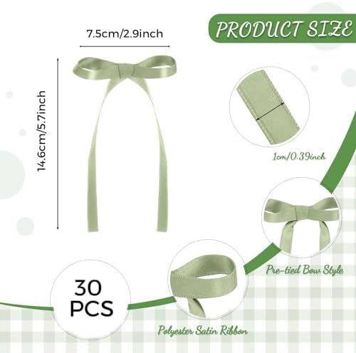 30 Pack Bow Cake Toppers Sage Green Ribbon Bows for Cake Bow Cupcake Toppers Light Green Bow Birthday Decorations for Wedding Bridal Shower Baby Shower Birthday Party Decorations