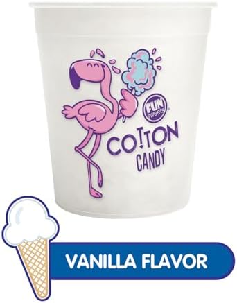 Fun Sweets Vanilla Cotton Candy 6-Pack – Dye Free White Cotton Candy in 1.5 oz Individual CottonCandy Tubs – White CottonCandy for Weddings, CandyBuffets & Bridal Showers