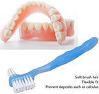 5pcs Denture Brush Set, Double Head Professional Denture Cleanning Travel Portable Double Sided False Teeth Cleaning Brush(Blue)