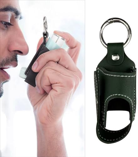 Convenient PU Leather Inhaler Travel Case Portable Holder for Daily Use and Indoor Activities with Metal Buckle