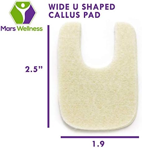 Wide U Shaped Felt Callus Horseshoe Pads - Adhesive Foot Pads That Protect Calluses from Rubbing On Shoes - 1/8" - 25 Pack