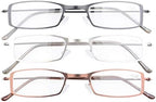 Eyekepper 3-Pack Stainless Steel Frame Half-Eye Style Reading Glasses Readers