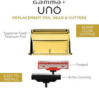 GAMMA+ Replacement Uno Mens Shaver Gold Titanium Single Foil Head with Echo & Forged Cutters