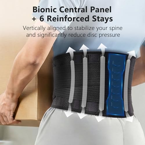 Copper-Infused Back Support Brace – Lightweight Lumbar Belt with 6 Supportive Stays for Lower Back Pain Relief, Muscle Spasms, Strains, Arthritis, and Sciatica – for Men and Women (X-Large)