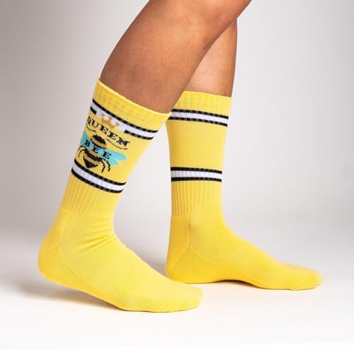 Sock It To Me, Women's Athletic Ribbed Crew Queen Bee Socks, One Size
