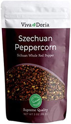 Viva Doria Red Szechuan Peppercorns, Whole Sichuan Pepper, Steam Sterilized, 3 Oz (85 g)