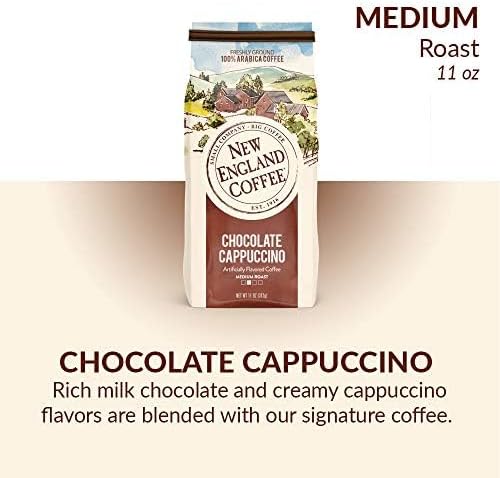 New England Coffee Chocolate Cappuccino Medium Roast Ground Coffee, 11oz Bag (Pack of 1)