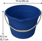 JOEY'Z 10QT (9.5L) Cleaning Bucket with Handle and Spout – Heavy Duty Mop Bucket for Household Use, Utility Pail for Water, Storage, or Car Wash - Plastic Buckets, Plastic Buckets with Handles - Blue