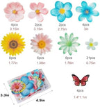 Edible Flowers Cake Decorations - Butterflies Cake Topper Set of 55PCs, Wafer Paper Cupcake Toppers for Wedding Birthday Party Cake Decorating (Mixed Size & Colour)