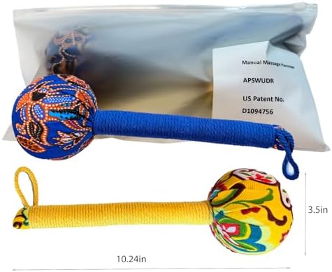 Mugwort Massage Hammer, Back Massager Hammer， Pain Relief Massager for Neck, Back, Shoulder & Body - Handheld Percussion Therapy Tool with US Design Patent,(Blue and Yellow…)