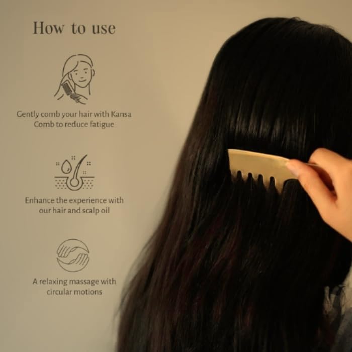 Bronze Kansa Gua Sha Massage Tool - kansa Comb with Handle -Tendon Massage Scraping Tool Muscle Pain Relief, Myofascial Stress Release and Breaking up Scar Tissue