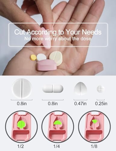 DUBSTAR Small Pill Cutter, Pill Cutter Splitter for Small and Tiny Pills, Portable Pretty Pill Cutters for Large Pills, Cuts Vitamins Tablets for Purse Pocket (Pill Cutter, Blue)