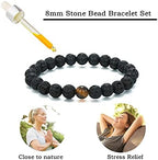 MengPa Mens Beaded Bracelets Couples Matching Bracelet Set Lava Rock Beads for Women Stone Jewelry