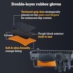 Thick Rubber Cleaning Gloves - 2 Pairs Black Rubber Gloves for Dishwashing Large, Non-Slip Kitchen Gloves for Washing Dishes, Reusable Cleaning Gloves, Waterproof, Heavy-Duty (2P,L)