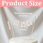First Birthday Cake Topper, One Cake Topper, Wood 1st Birthday Cake Bunting for Photo Prop Party Decor