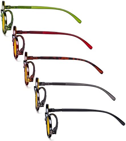 Eyekepper 5 Pack Computer Reading Glasses Small Round Blue Light Filter Readers Amber Tinted +1.50