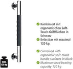 WENKO Secura Stainless Steel Wall Grab Rail 40.5 cm - Bathroom Safety Handle for Bath or Toilet Silicone 40.5 x 5 x 9 cm Anthracite