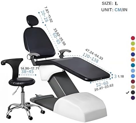 Dental Chair Covers,5Pcs/Set Dental Full Chair Cover,PU Waterproof Dustproof Waterproof Non Slip Headrest Backrest Cushion Stool Protective Case(Black,L)